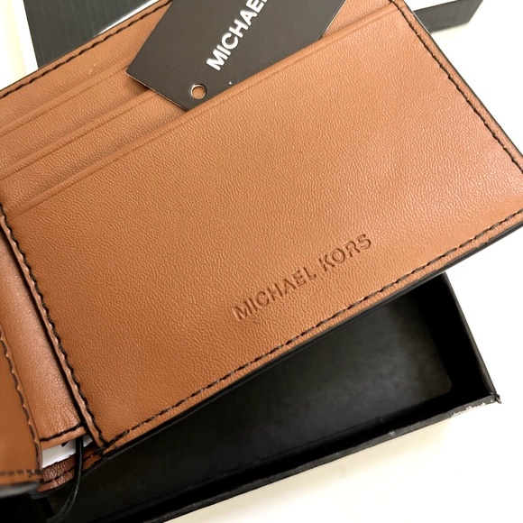 Michael Kors Slim Billfold Wallet 2pc Gift Set Tan & Chocolate Brown Boxed NWT - Picture 7 of 15